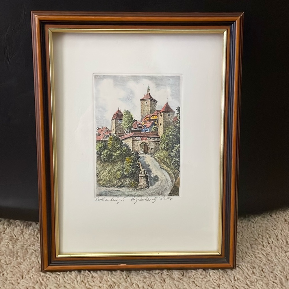 Vintage Color Etching Signed!
